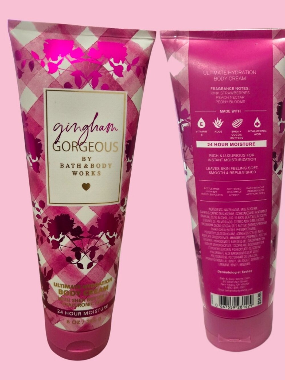 Bath & Body Works Ladie's Gingham Gorgeous Pink Body Wash & Body Cream - Picture 3 of 14